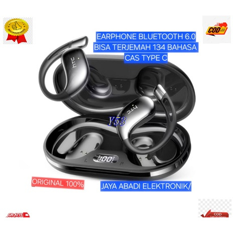 Y53  HANDSFREE BLUTUT CAS TYPE C HEADPHONE HTC ORI 100% EARPHONE BLUETOOTH 6.0 ALAT TERJEMAH SEGALA 