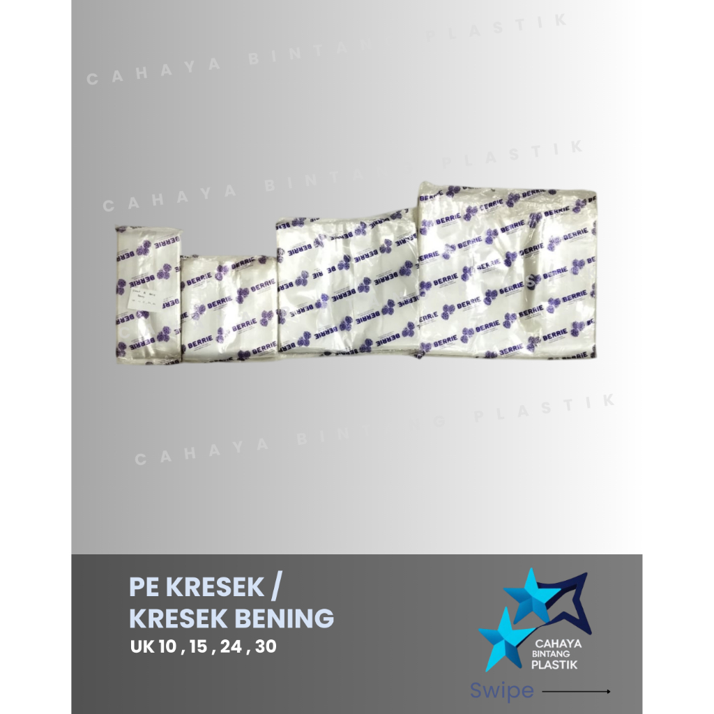 Kantong Plastik PE Bening / Kantong Kresek PE Bening ukuran 10 , 15 , 24 , 30