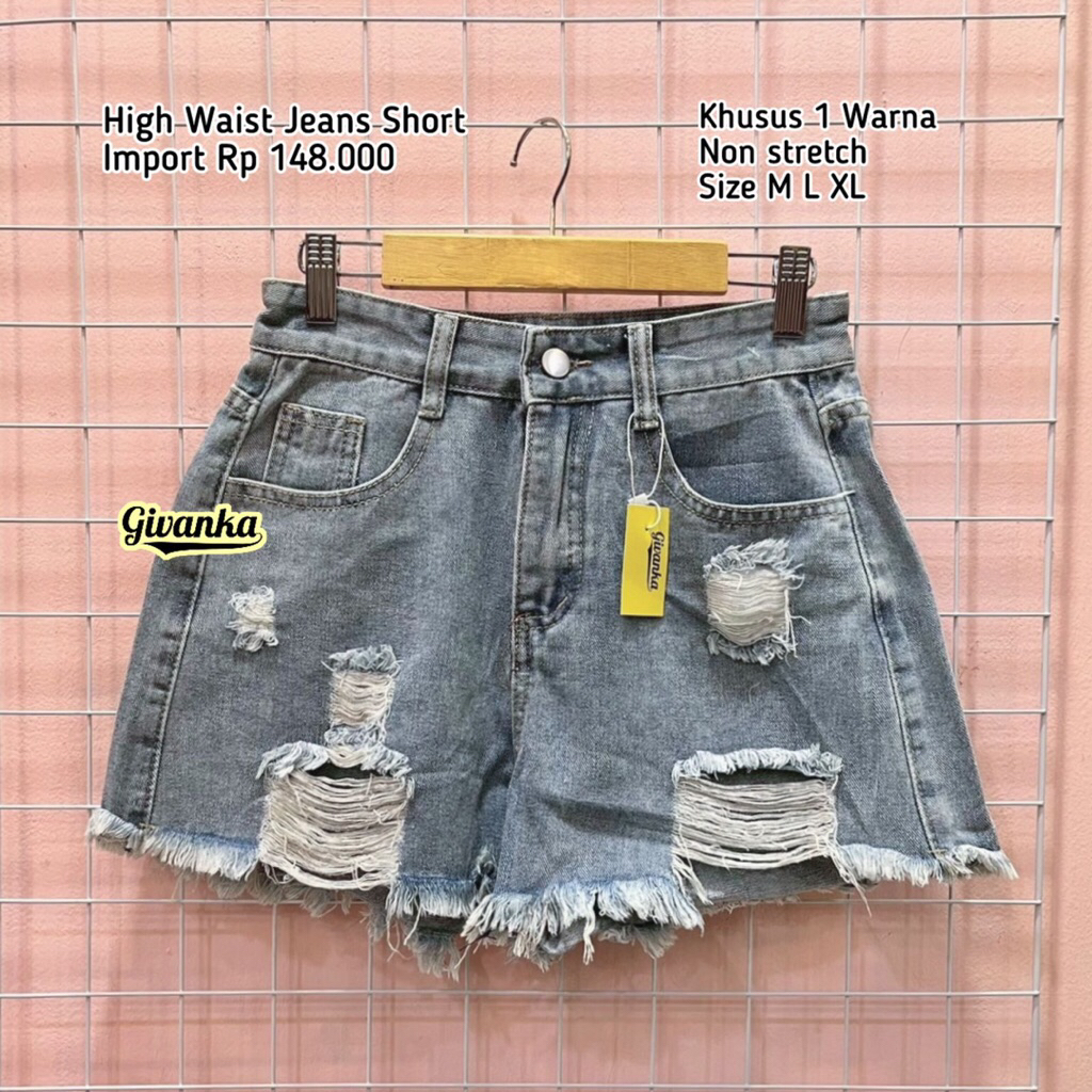 HIGH WAIST JEANS SHORT // HOTPANTS IMPORT // HIGH WAIST BAHAN NON STRETCH & STRETCH // HOTPANTS MODE