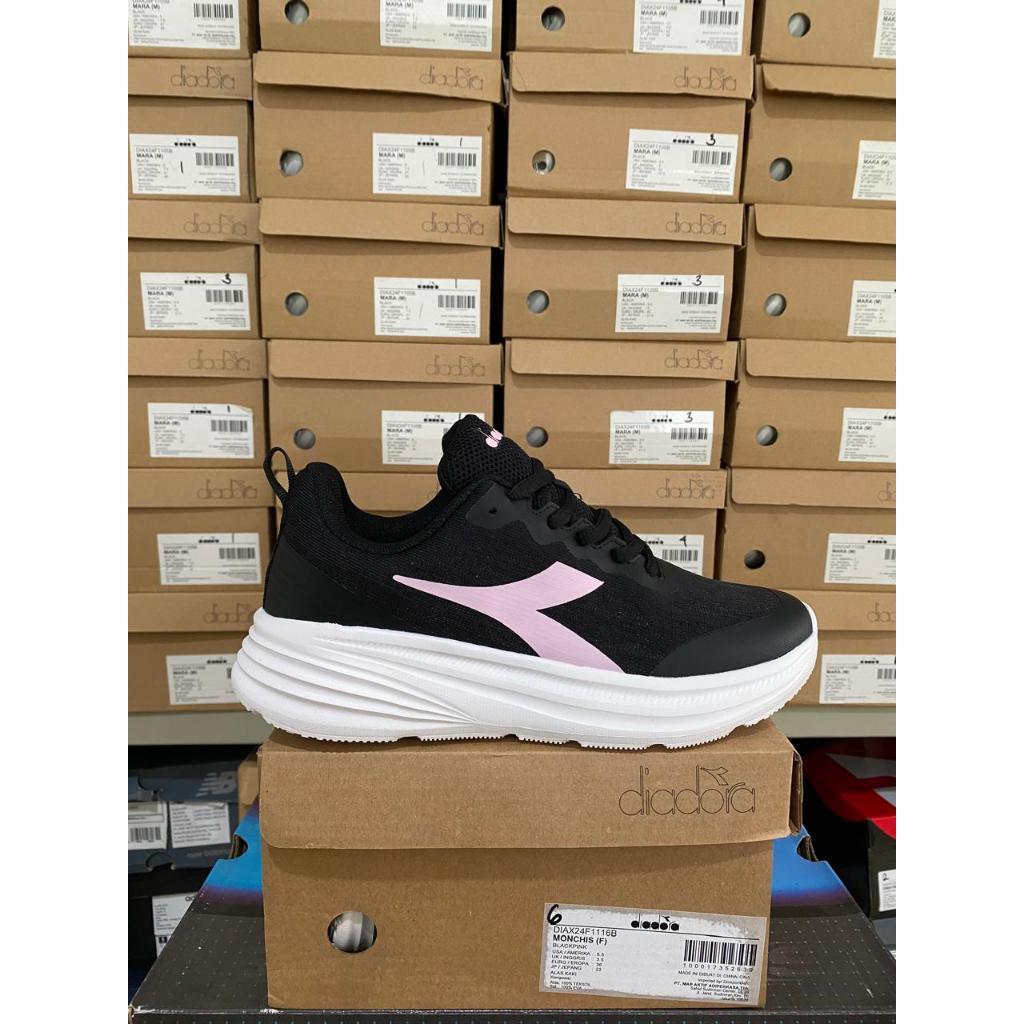 Diadora Monchis Black Pink Women Shoes Original