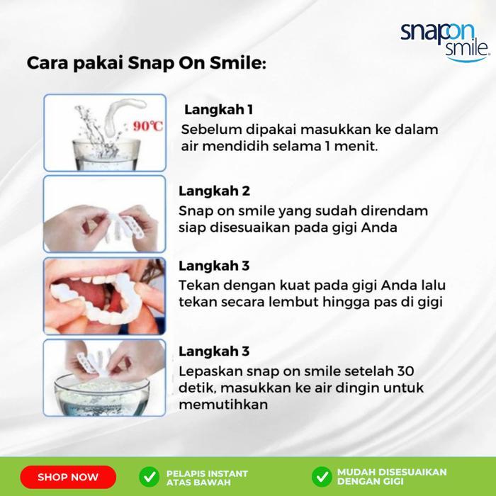 Gigi Palsu Instan Snap On Perfect Smile Satu Set Atas Bawah Ada Box