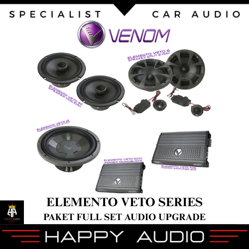 Paket Audio Mobil Full Set VENOM ELEMENTO VETO SERIES Speaker Split 2-Way VETO 6 + Speaker Coaxial V