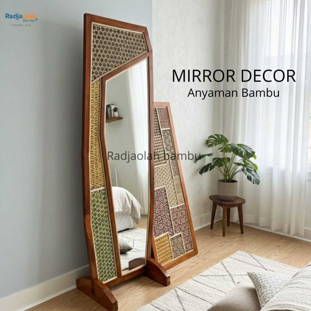 Mirror Decor Anyaman Bambu Aesthetic/ Wall Decor Mirror / Mirror Aestetic / Cermin estetik / Hiasan 