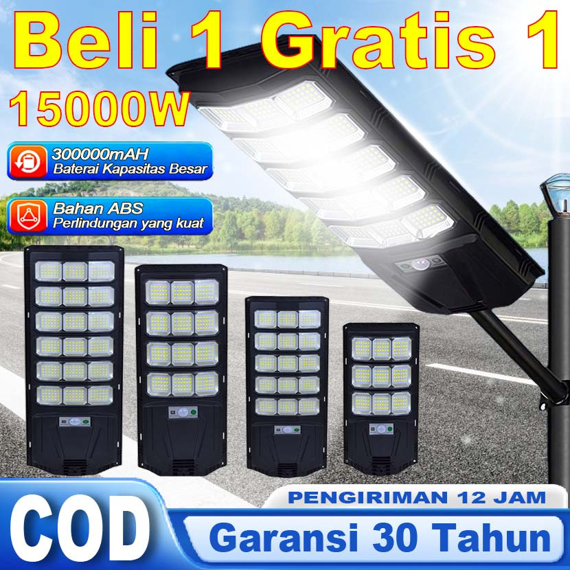 [Garansi 30 tahun] Lampu jalan tenaga surya Lampu tenaga surya outdoor otomatis nyala 15000W dengan