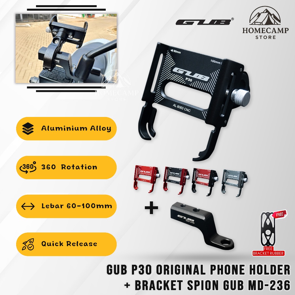 Paket GUB P30 / GUB P30 PRO Phone Holder + Bracket Spion MOTOWOLF ORIGINAL