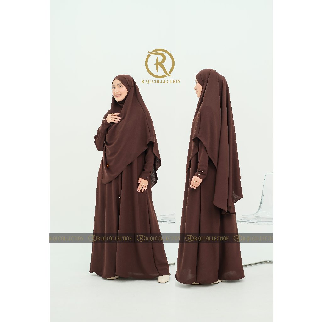 R-QI COLLECTION Set Gamis Abaya Syari Crinkle Premium Slimming All Size