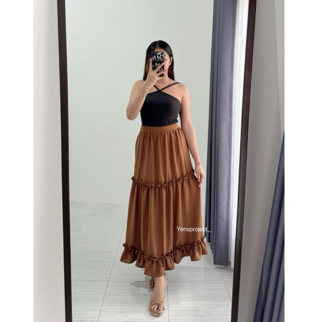 Rok panjang rumbai airflow