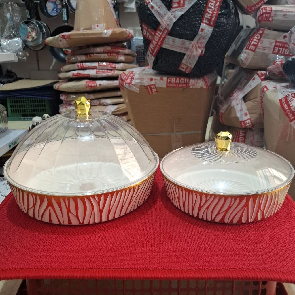 Nampan bulat tutup  akrilik/Wadah tutup bulat serbaguna