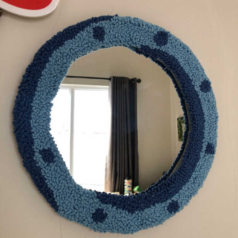 [craftzilla] punch needle mirror / tufted mirror porthole spongebob ( cermin kaca aesthetic )