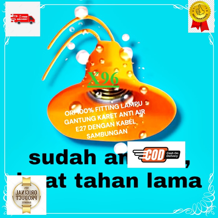 X96  ORI 100% BAHAN KERAMIK  FITTING LAMPU E27 WD KARET ANTI PECAH ANTI AIR TOPI WATERPROOF PJU FITI