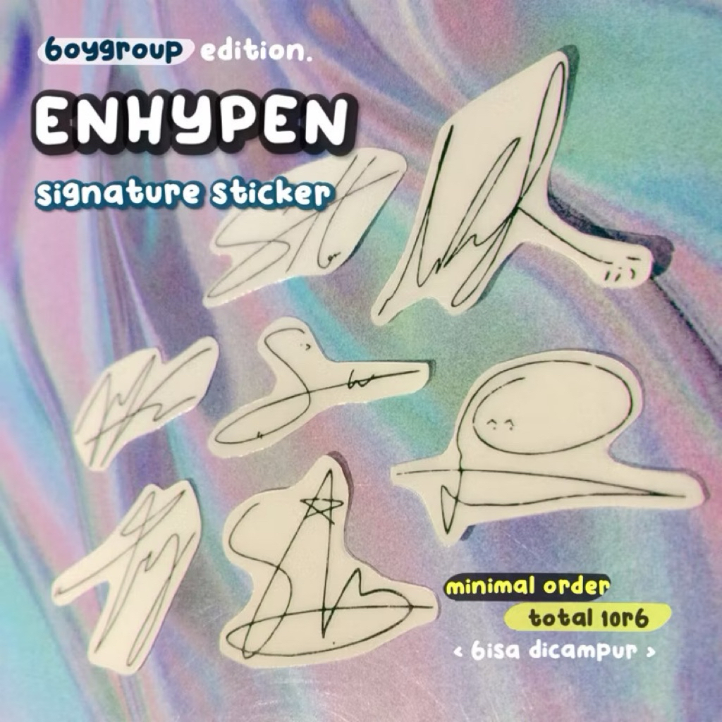 [kidlenco] enhypen signature transparent sticker - stiker transparan ttd tandatangan kpop boygroup i