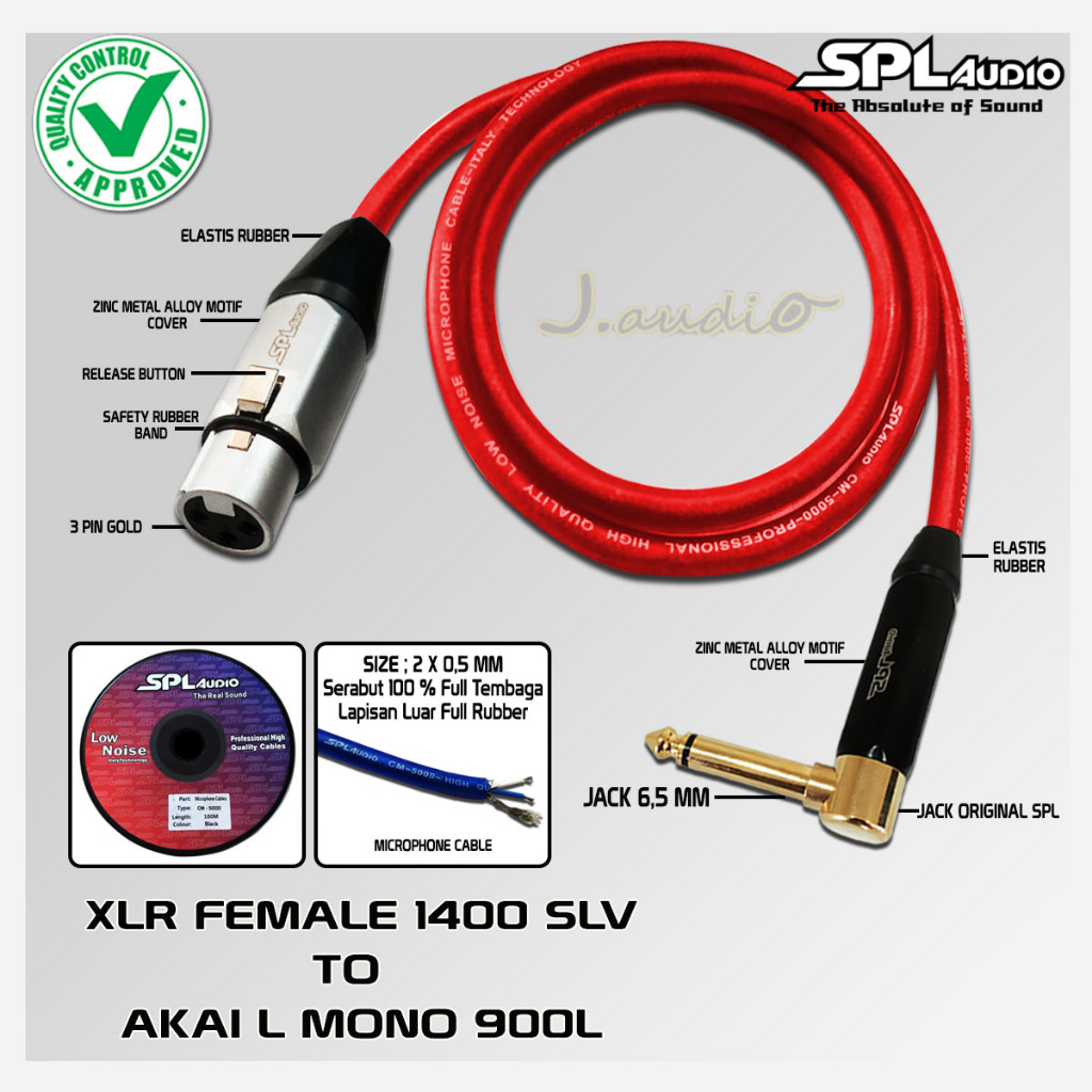 SPL AUDIO CM-5000 - Kabel audio / kabel sound XLR Female 1400 SLV to Akai L Mono 900L SPL AUDIO - JU