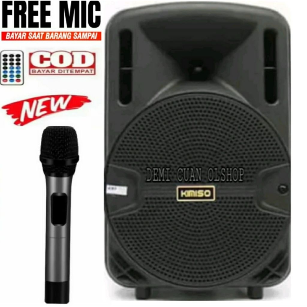 Speaker Bluetooth Kimiso 3381 Free Mic karaoke Speaker Bluetooth 6.8inc Subwoofer aktif Super Subwoo