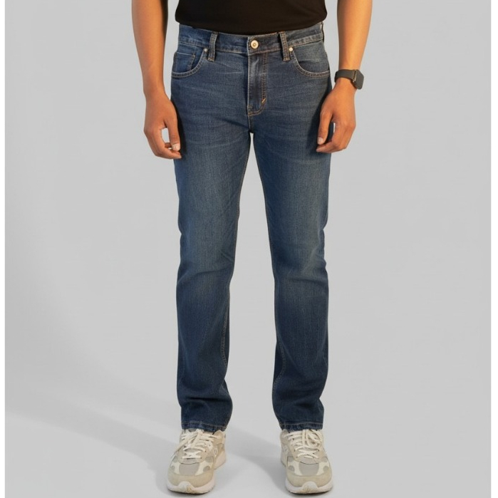 NINO.CO CURE Blue Stretch Denim Celana Jeans Pria Slim Fit – Premium Tinted Wash Street Style YKK Zi