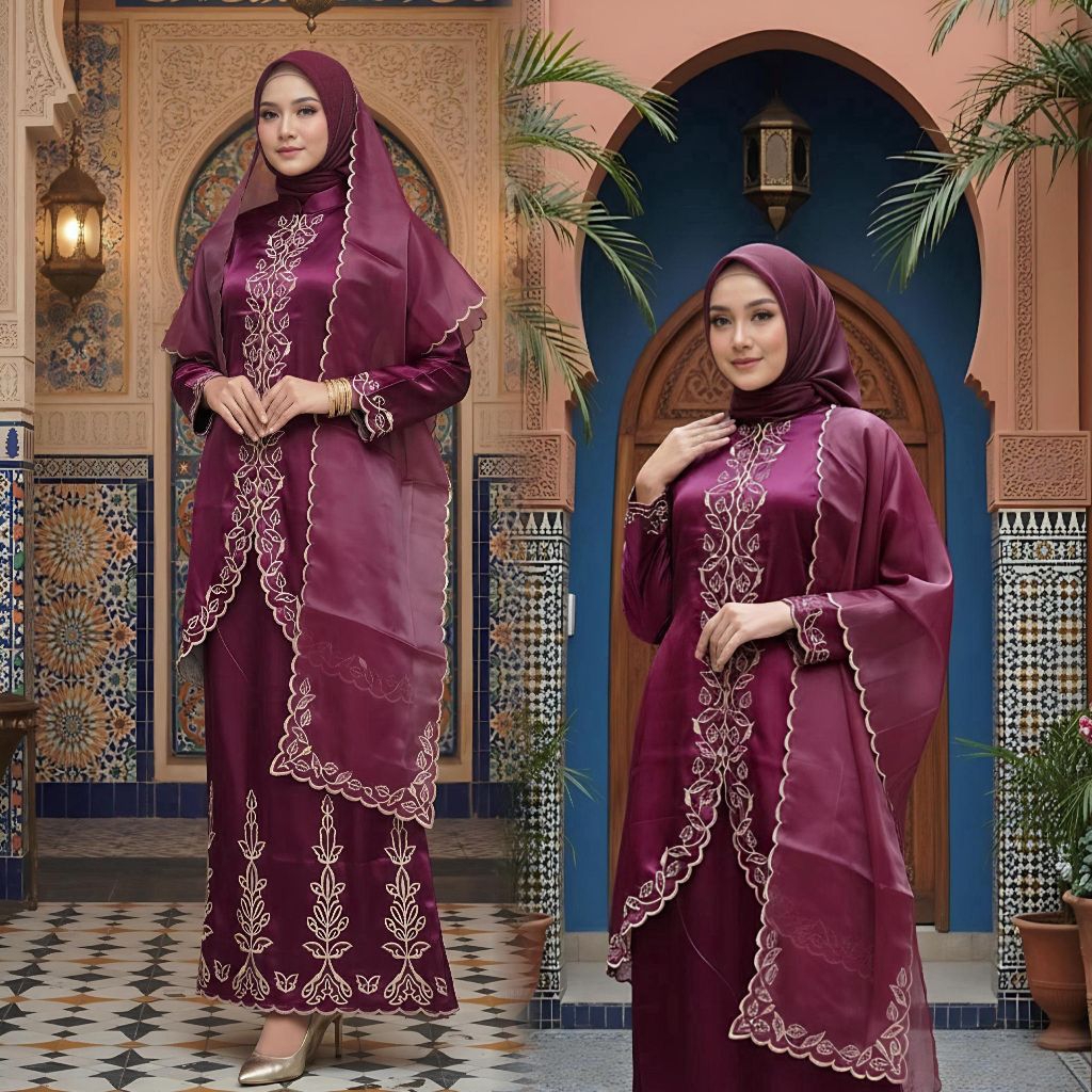 Set Selendang Melayu Kharisma//Setelan Rok Selendang Melayu Bordir Premium+Selendang//Setelan Rok+se