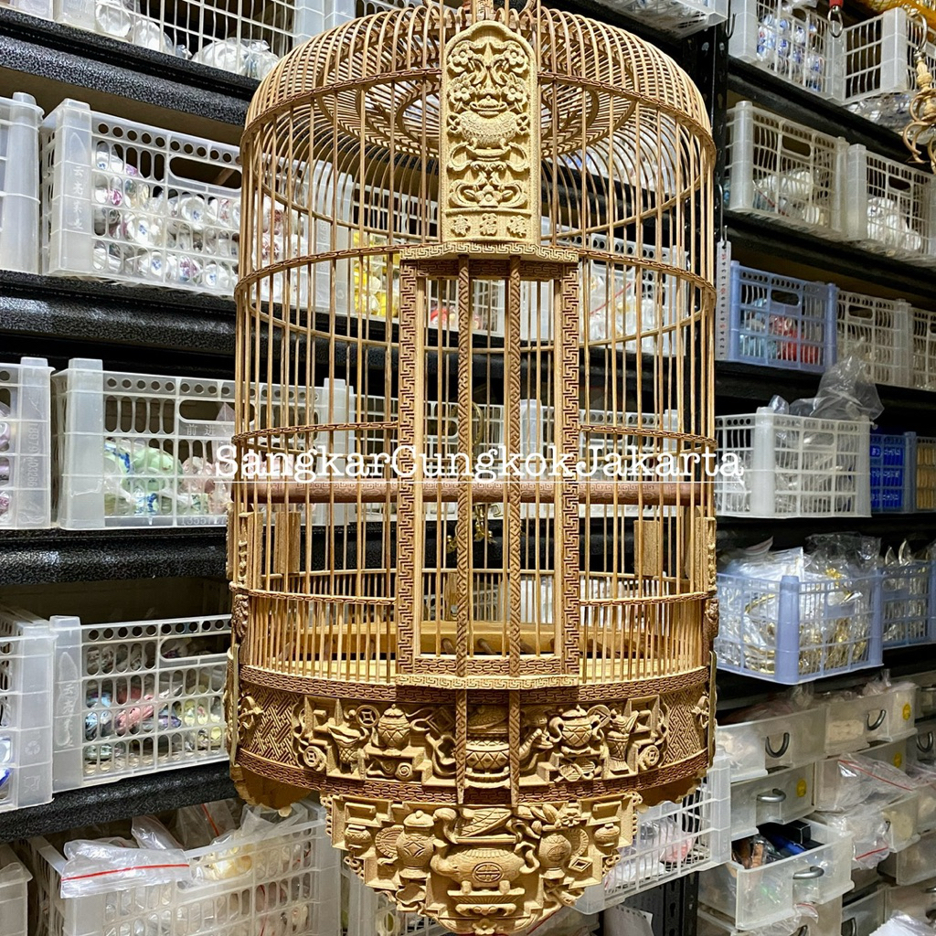 Sangkar Cungkok Anis Hwamei D36 3D Full Ukir Ori Vietnam