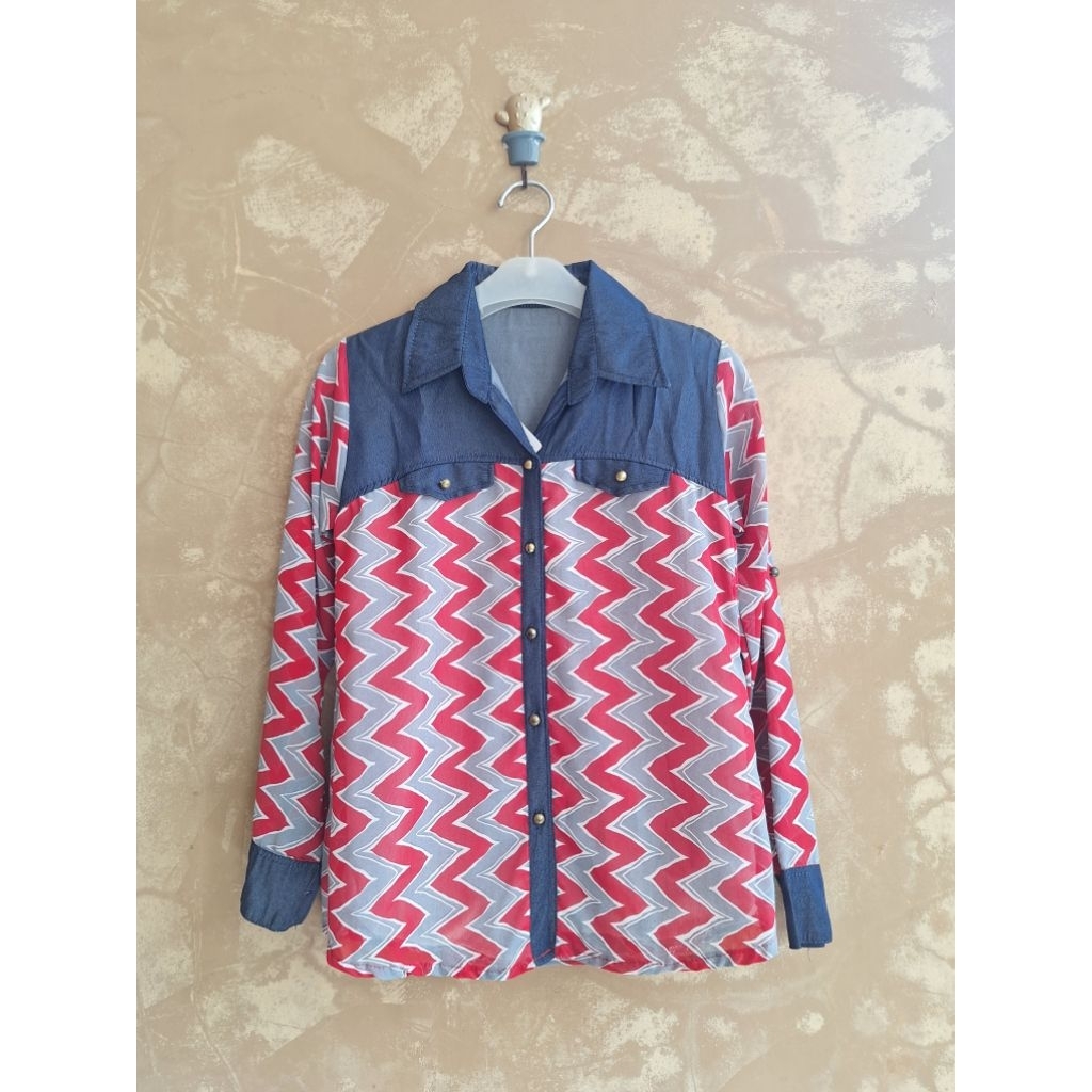 PRELOVED KEMEJA TOP LENGAN PANJANG FASHION BAJU ATASAN WANITA SIFON ADEM REMAJA DEWASA WARNA MURAH N