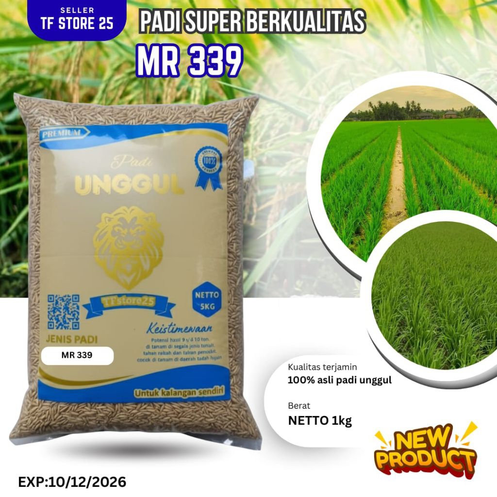 BIBIT PADI MR 339 ORIGINAL KEMASAN 5 KG 100%TERJAMIN
