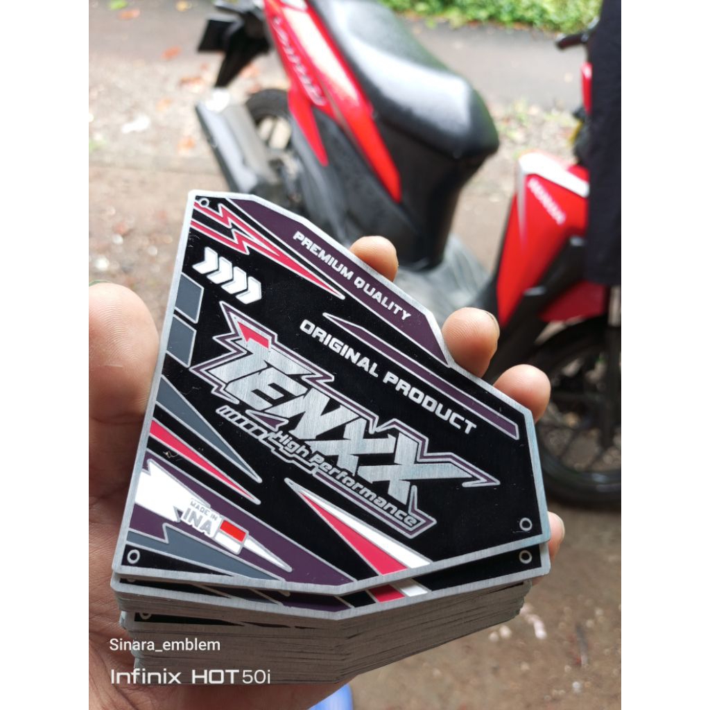 emblem kenalpot custom alumunium model segitiga (min 50pcs)