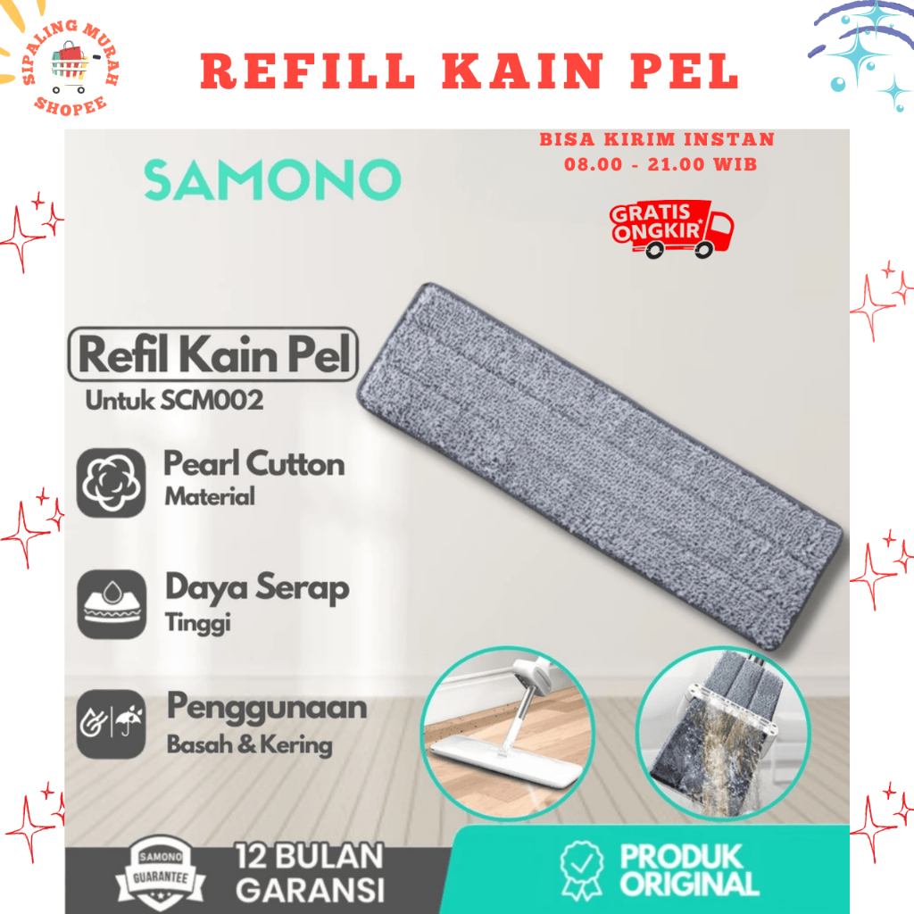SAMONO REFILL KAIN PEL MICROFIBER MOP PENGGANTI CADANGAN REPLACEMENT REFIL SCM002 / SCM003 / SCM009 