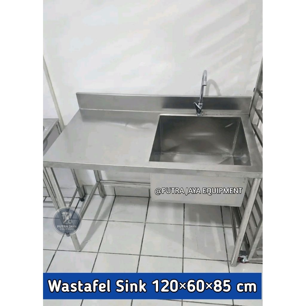 Meja Sink 1 Lubang Stainless 201 HL PREMIUM | Wastafel Sink Stainless 1 Lubang