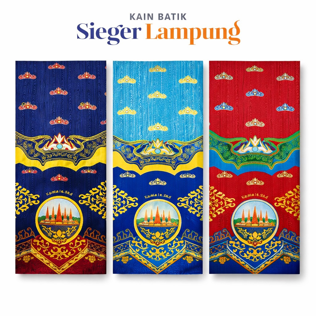 Kain Katun Batik Lampung Motif Siger Lebar 1.15 M Bahan Kemeja Batik Tunik Seragam Adem Halus Nyaman