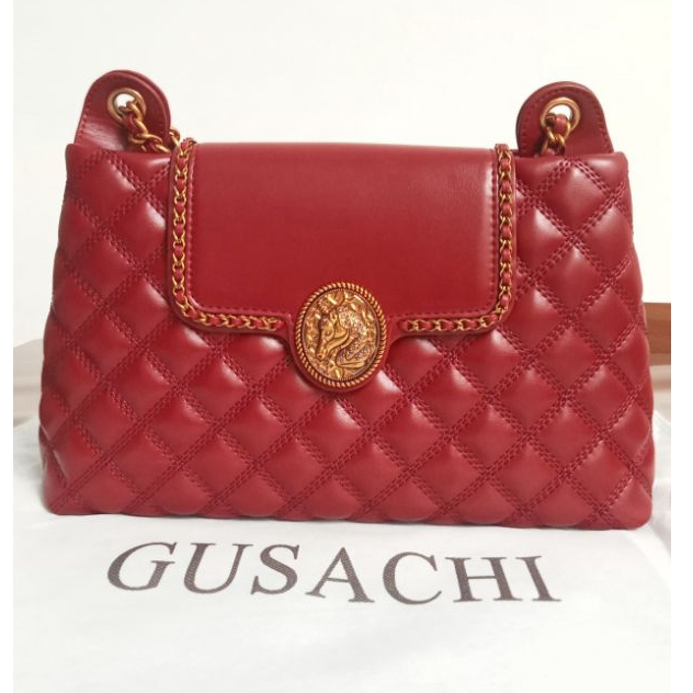 FO Bags Tas GUSACHI Rantai Cantik Warna Merah Marun Untuk Wanita Sultan Brand Import Premium kd 91