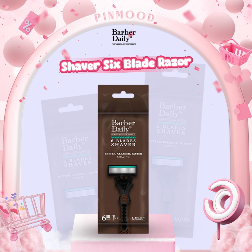 MAKARIZO - BARBER DAILY SHAVER 6 BLADES RAZOR - Alat Cukur Pria Halus Better Cleaner Faster Shaving