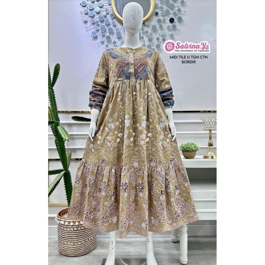 Midi dress katun bolong tile U by SLAVINA.Ys
