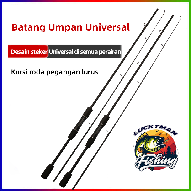 LUCKY MAN Joran Pancing Carbon Sutet 2 Bagian Tongkat Pancing M Power Untuk Air Tawar Dan Laut