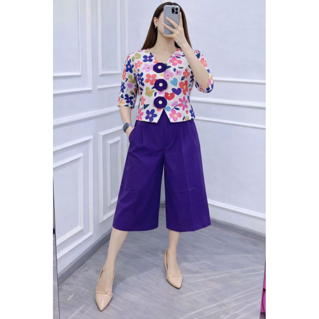 Set celana kulot katun Stretch