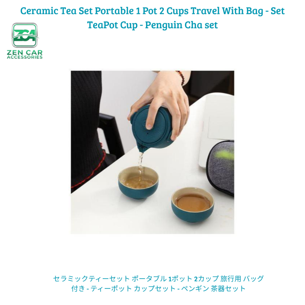 Ceramic Tea Set Portable 1 Pot 2 Cups Travel With Bag - Set TeaPot Cup - Penguin Cha set