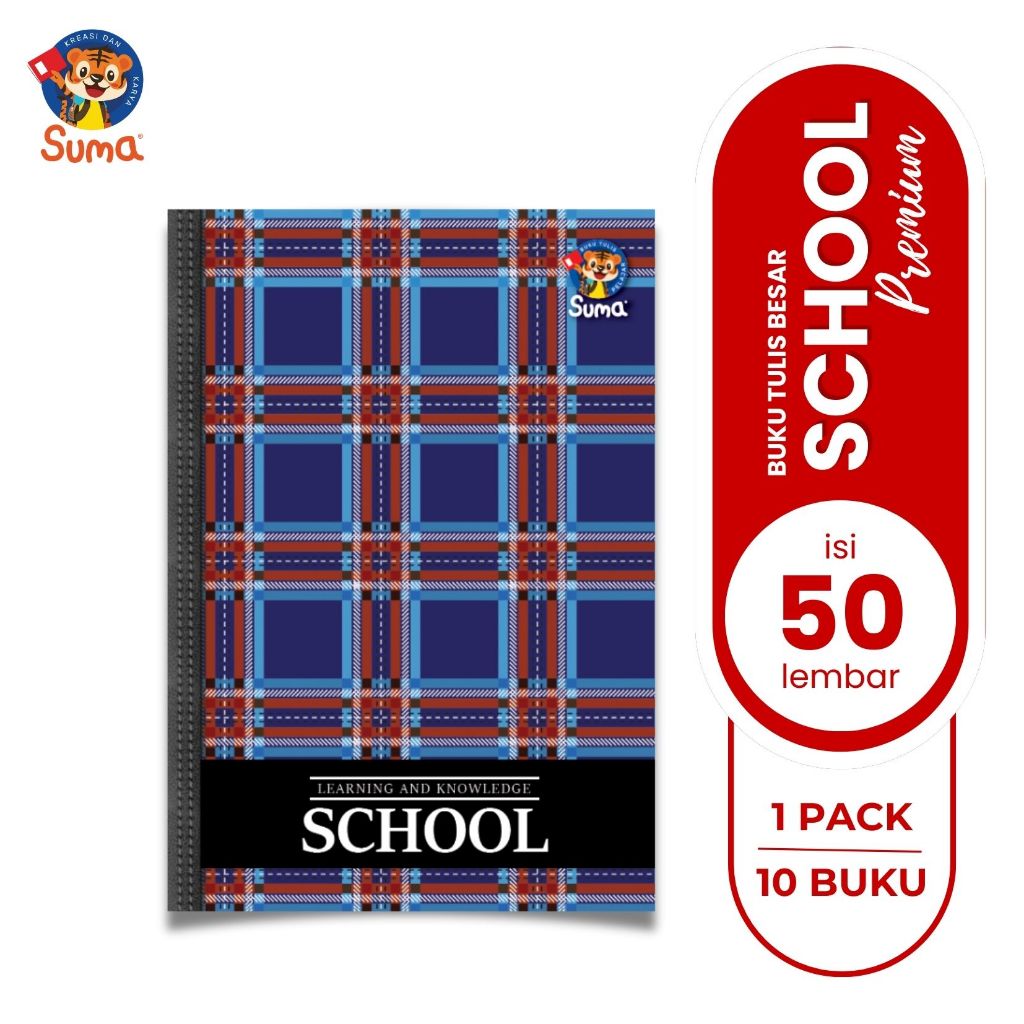Buku Tulis Bergaris 50 Lembar Sampul Biru - Pak Isi 10 Buku