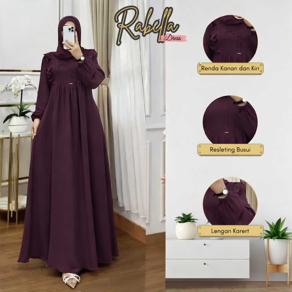 Gamis Burgundy Lebaran 2026 / Gamis Burgundy Lebaran 2026 Baju Wanita /Gamis Lebaran Burgundy Outfit