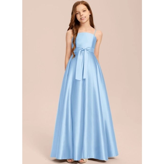 MK047 | DRESS ANAK SATIN VELVET PANJANG PREMIUM - DRESS NATAL MEWAH DAN ELEGAN - GAUN PESTA KEKINIAN