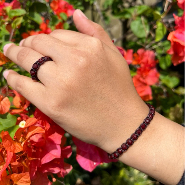 gelang serut + cincin manik kristal Ceko