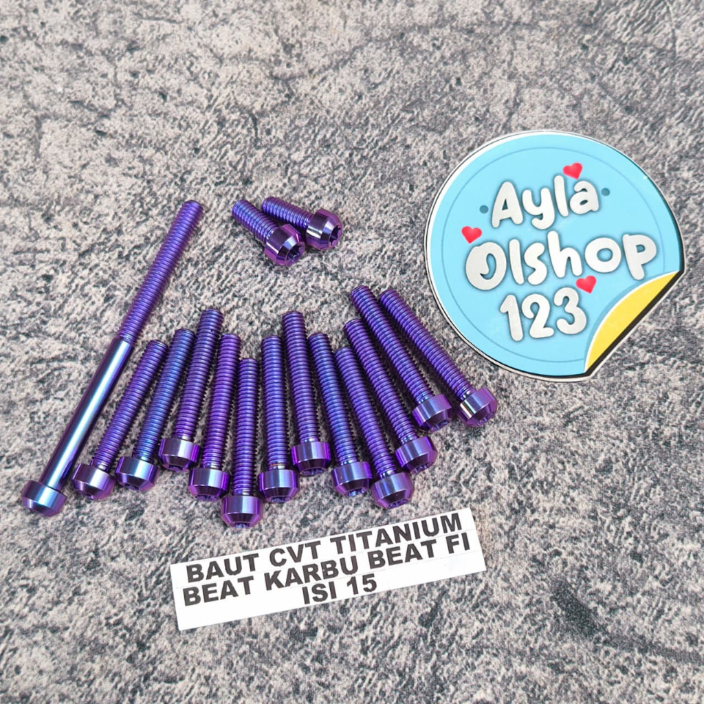Baut cvt titanium beat karbu / baut titanium cvt beat f1 / baut cvt titanium vario lama 110cc Isi 15