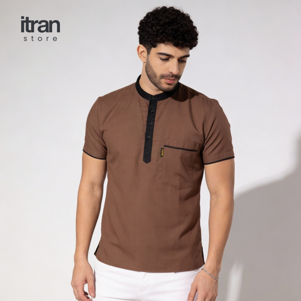 Baju Koko Pria - Baju Muslim Pria Lengan Pendek Bahan Katun Trend Lebaran