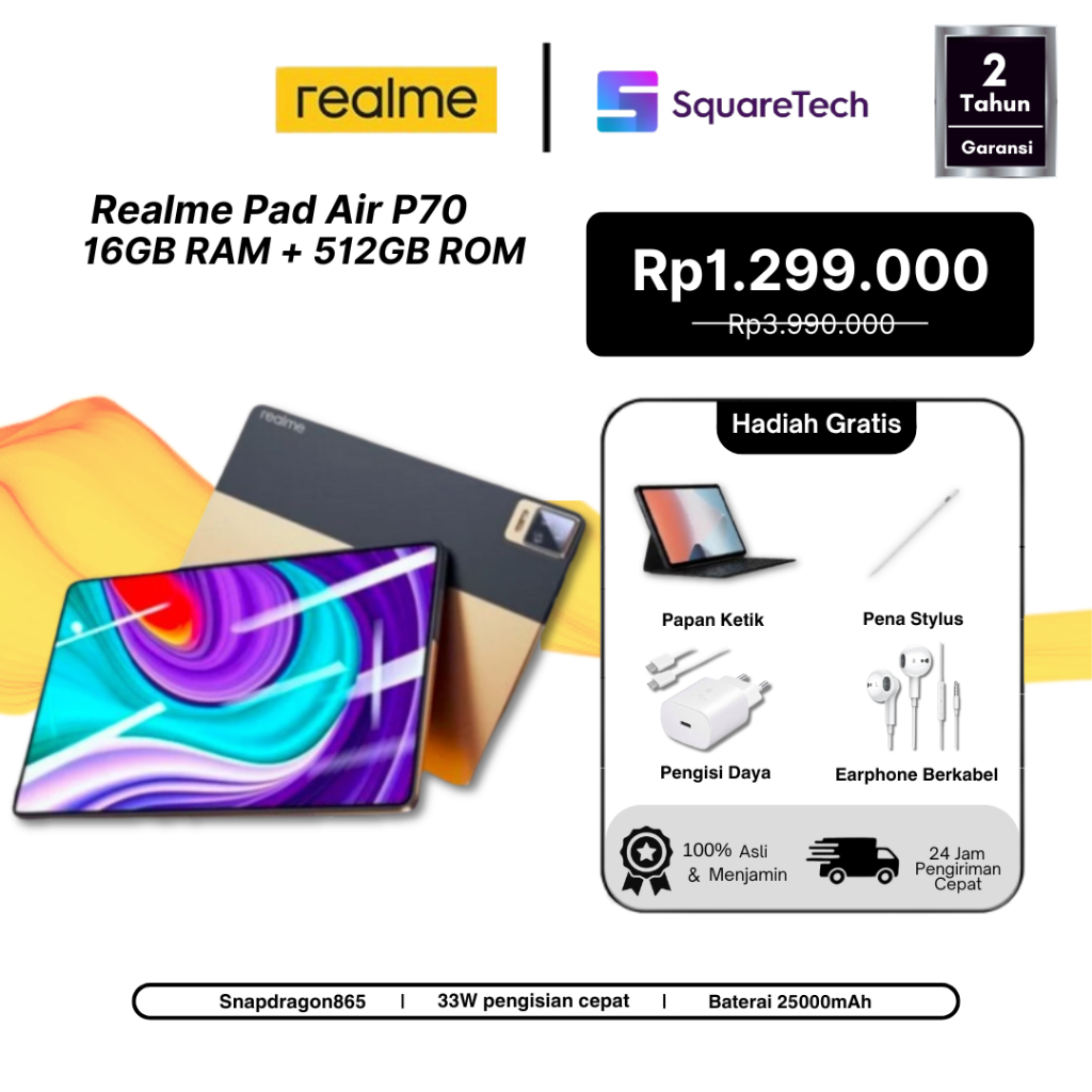 [ New ] Realme Pad X LITE Andriod Tablet Snapdragon 865 16GB + 512GB 10.1 Inch | Dual SIM WiFi 2.4/5