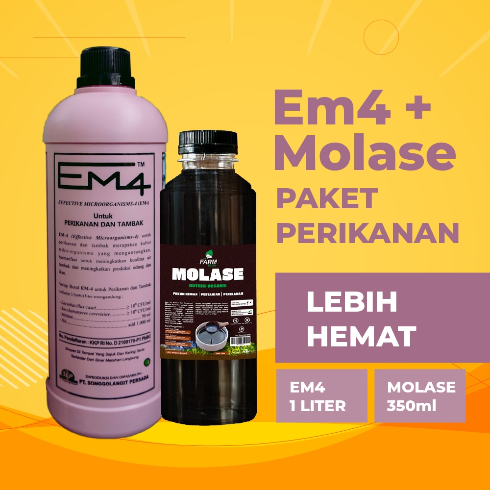 PAKETAN EM4 Perikanan 1L PLUS Molase 350ml Untuk Ikan Dan Ternak
