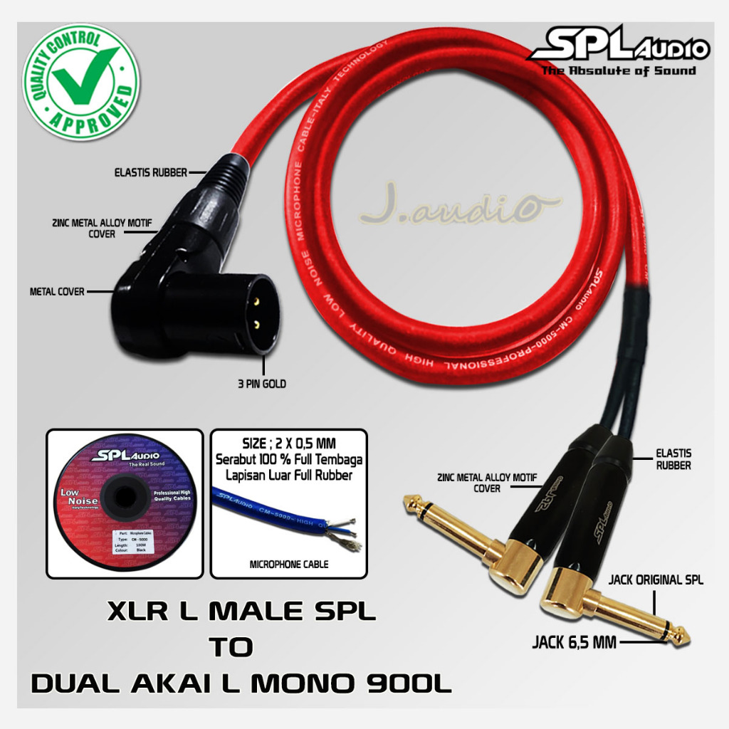 SPL AUDIO CM-5000 - Kabel audio / kabel sound 1x XLR Male L SPL to 2x Akai L Mono 900L SPL AUDIO - J