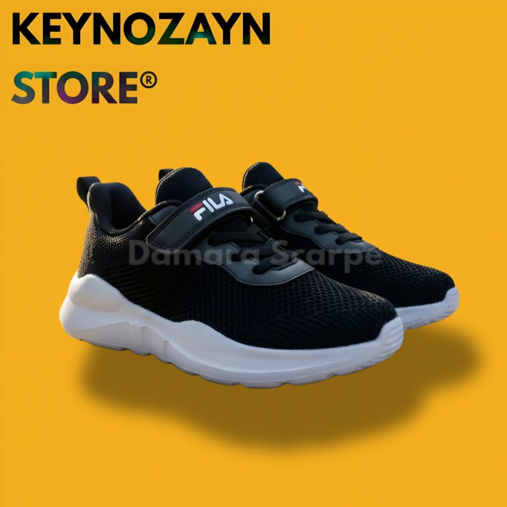Sepatu Sneakers Sekolah Anak Anak FilaNd Hitam Fashion Kasual Anak Terbatu