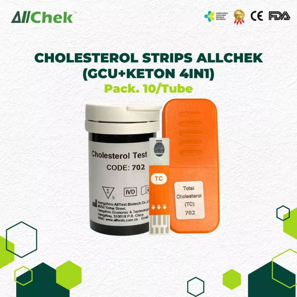 Allchek Cholesterol Test Strip – Refill Alat Multimeter 4-in-1 Isi 10