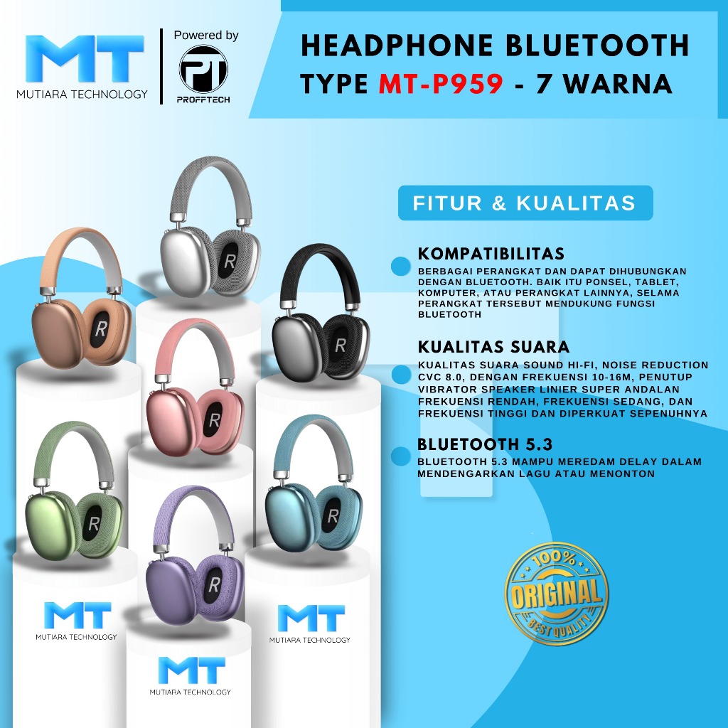 MT - Headphone Bluetooth Ungu Type MT-P959