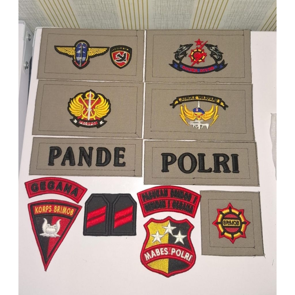 Atribut Brevet Bordir PDL Brimob / Atribut Brevet Bordir PDL Polri