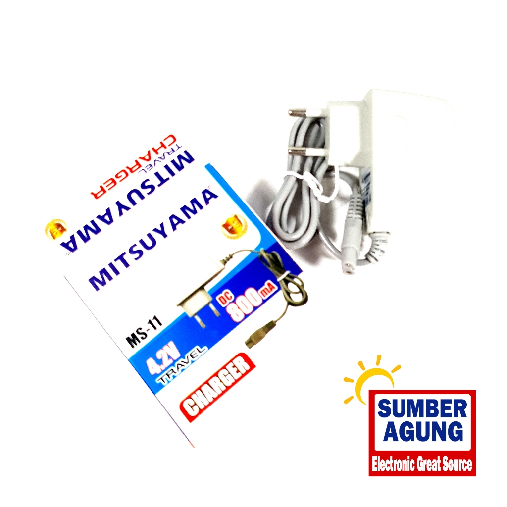 Mitsuyama Charger Adaptor Power Travel 2 Lubang Headlamp MS11 Cas Senter Kepala Selam Jack Angka 8 D