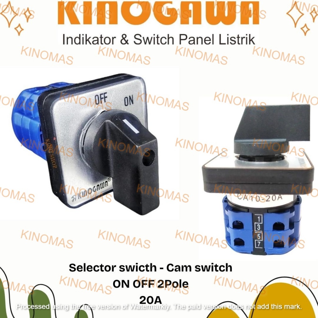 KINOGAWA Selector Switch CAM SWITCH ON OFF 2P Saklar Putar Selector Ohm Saklar Panel Mesin Otomatis 