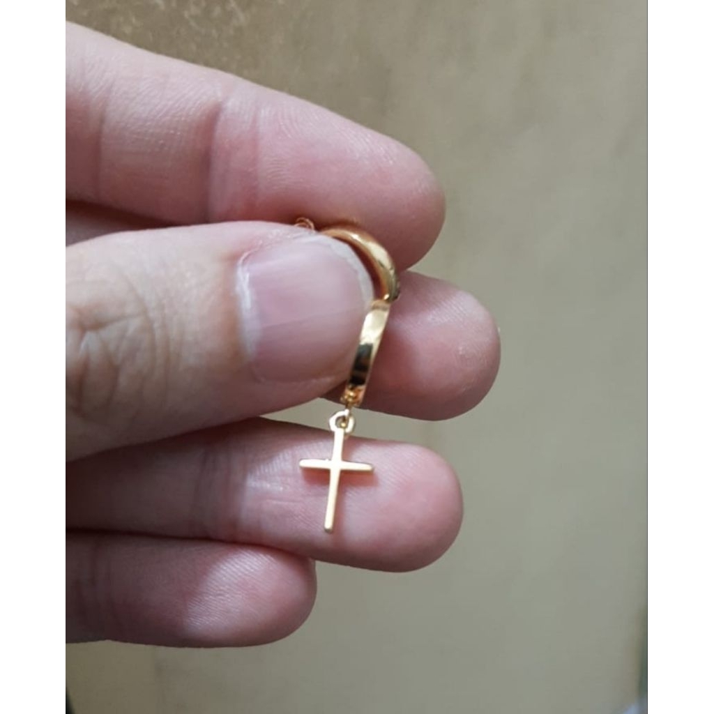 Anting emas 70 salib gantung