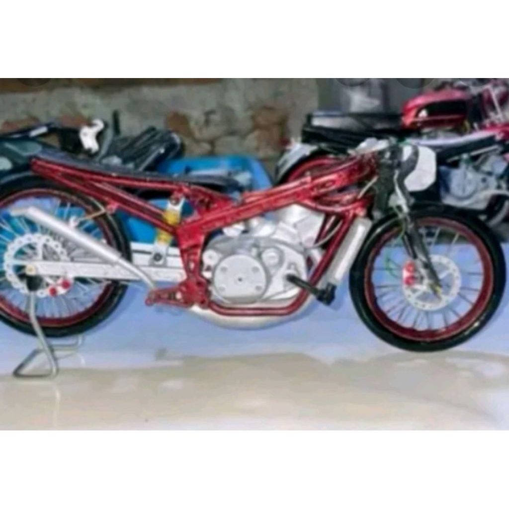 mainan miniatur model motor drag Kawasaki ninja rr old tanpa fairing
