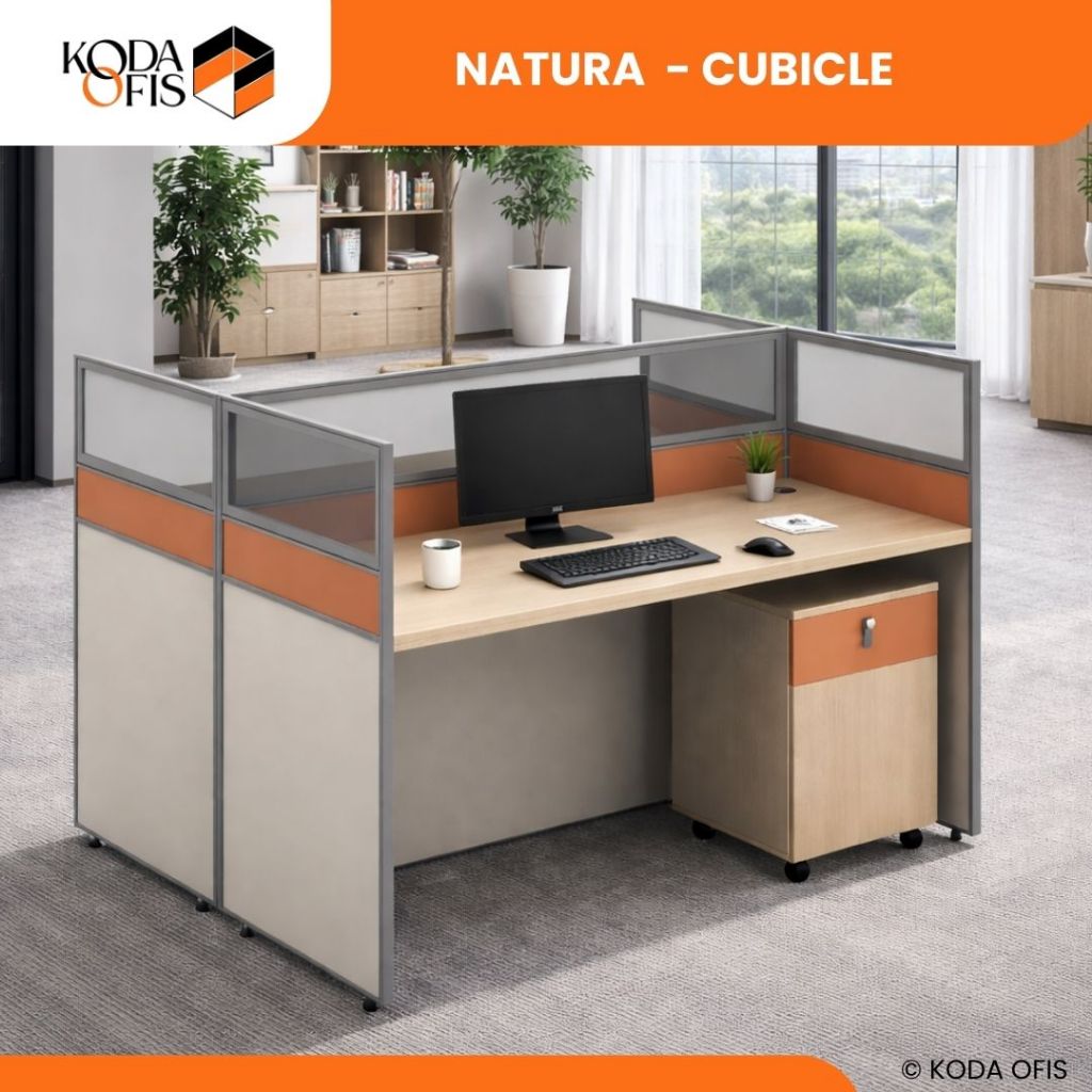 KODA OFIS Meja Kerja Kantor Cubicle Partisi Workstation – Seri Natura Dengan Laci
